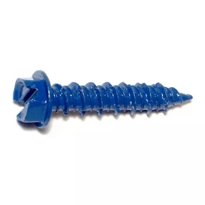 1/4" x 1-1/4" Blue Ruspert Coated Steel Slotted Hex Washer Head Masonry Screws