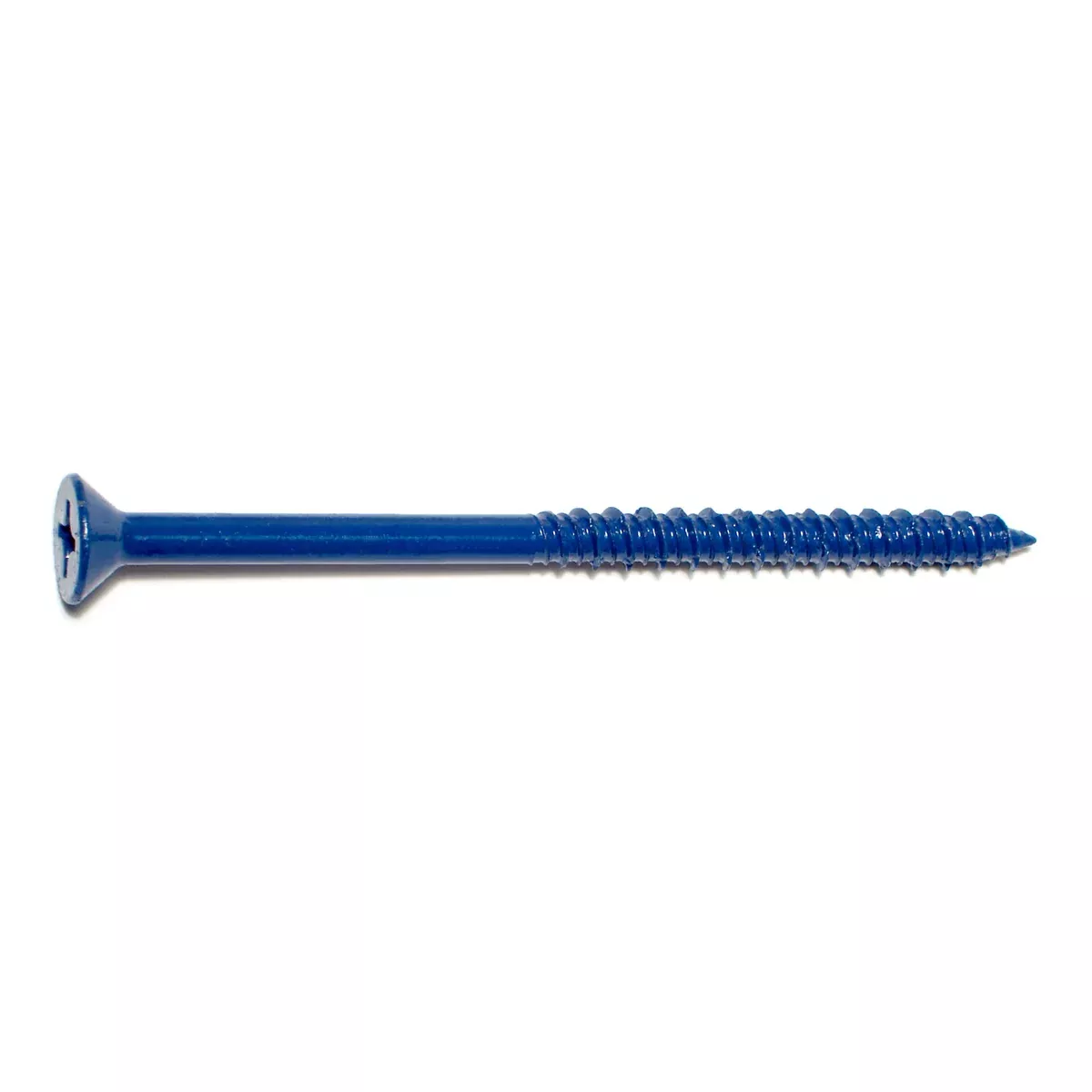1/4" x 4" Blue Ruspert Coated Steel Phillips Flat Head Masonry Screws