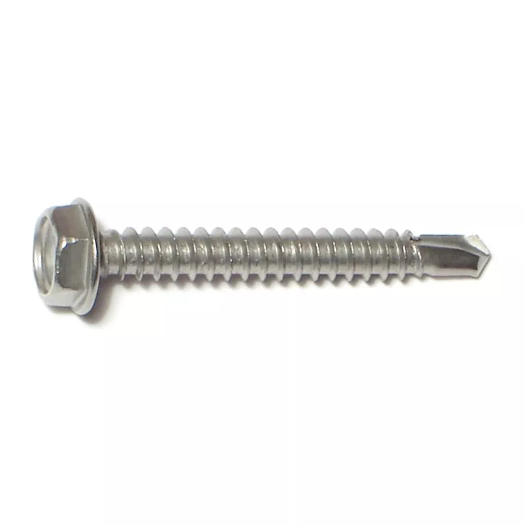 #10-16 x 1-1/2" 410 Stainless Steel Hex Washer Head Self-Drilling Screws