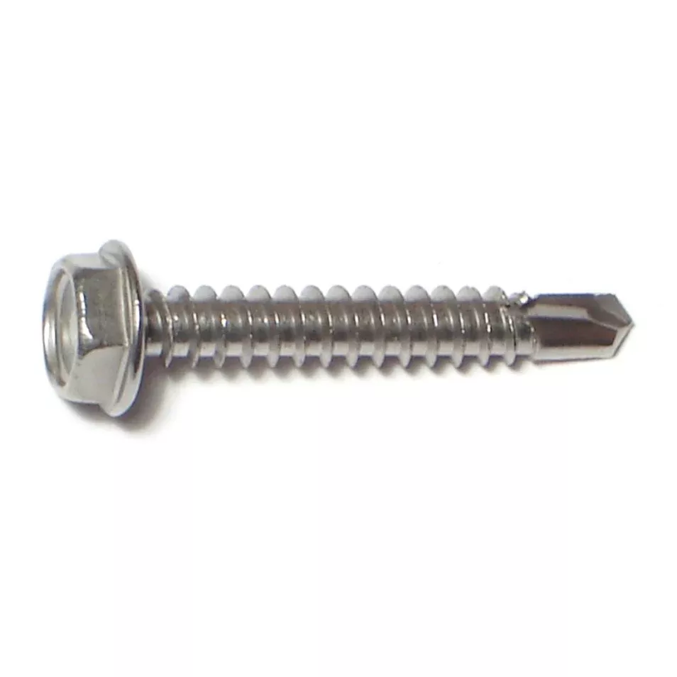#10-16 x 1-1/4" 410 Stainless Steel Hex Washer Head Self-Drilling Screws