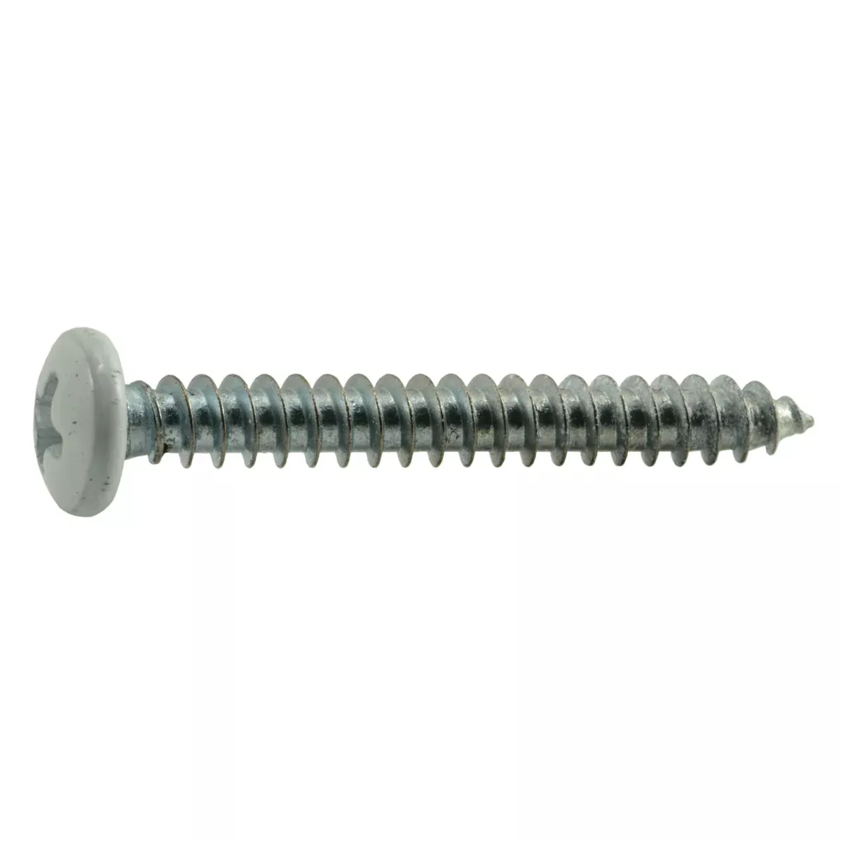 #10 x 1-1/2" White Painted Steel Phillips Pan Head Sheet Metal Screws