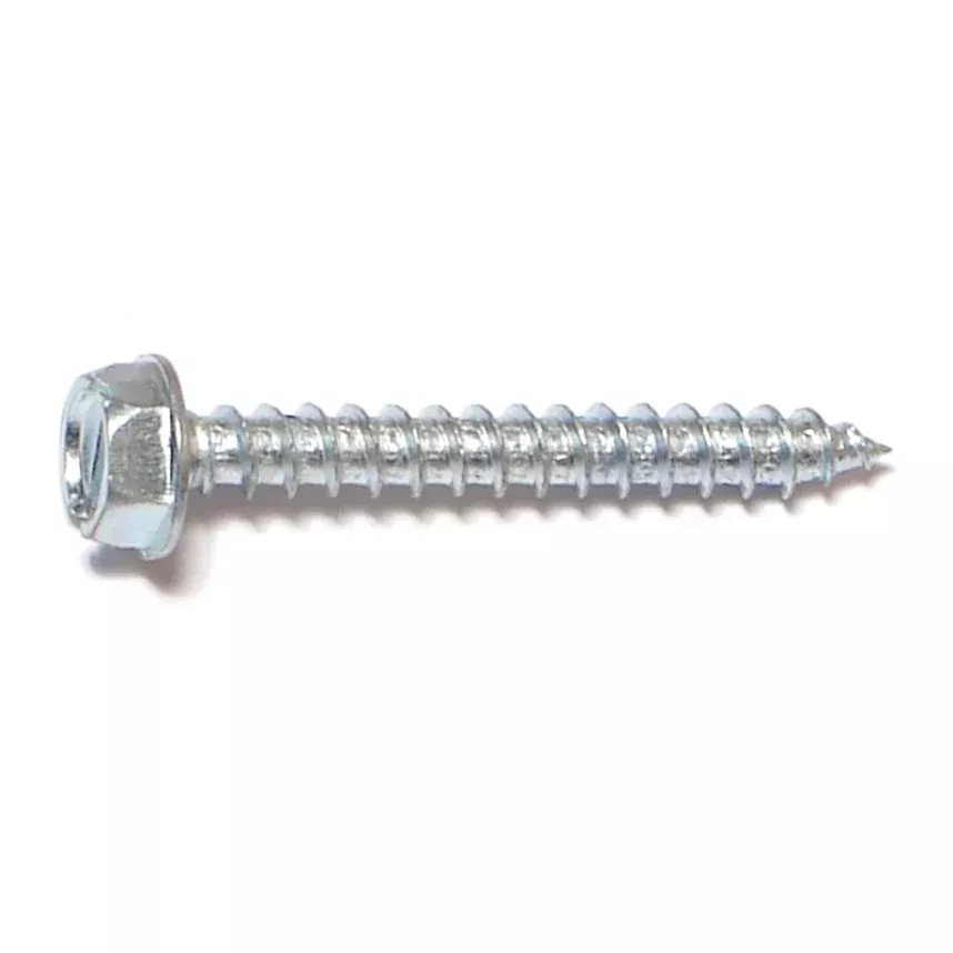 #10 x 1-1/2" Zinc Plated Steel Slotted Hex Washer Head Sheet Metal Screws