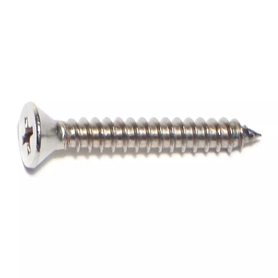 #10 x 1-1/4" 18-8 Stainless Steel Phillips Flat Head Sheet Metal Screws
