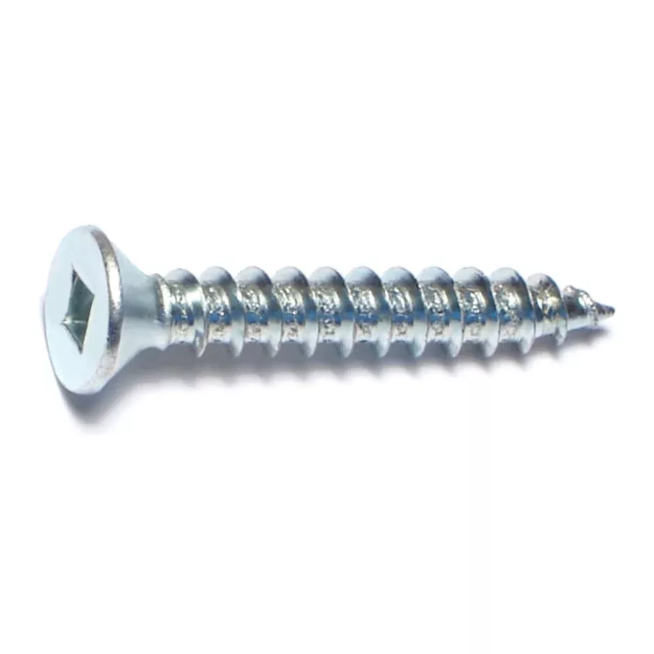#10 x 1-1/4" Zinc Plated Steel Square Drive Flat Head Sheet Metal Screws