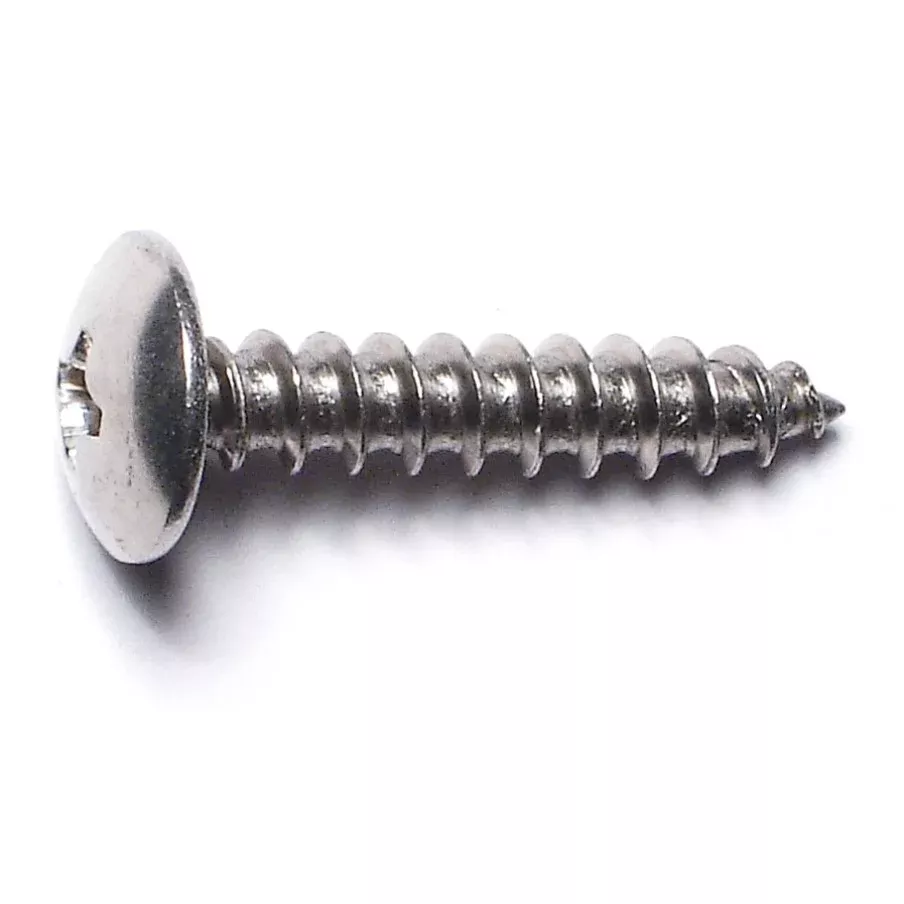 #10 x 1" 18-8 Stainless Steel Phillips Truss Head Sheet Metal Screws