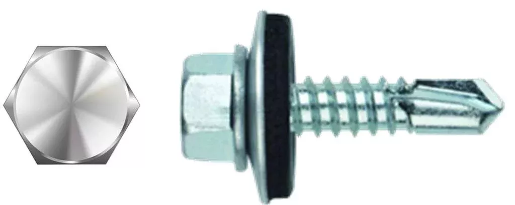 #10 X 1 Unslotted Hex Washer Head | Self-Drilling Screw | Neoprene Washer | Zinc Plated | DP3 | Bulk Box 3000