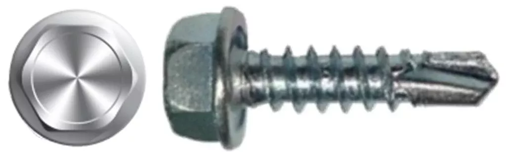 #10 X 1 Unslotted Hi-Hat Hex Washer Head | Self-Drilling Screw | Zinc plated | DP3 | Bulk Box 5000