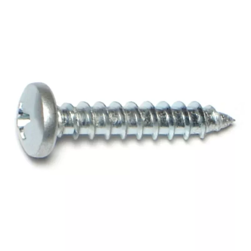 #10 x 1" Zinc Plated Steel Phillips Pan Head Sheet Metal Screws