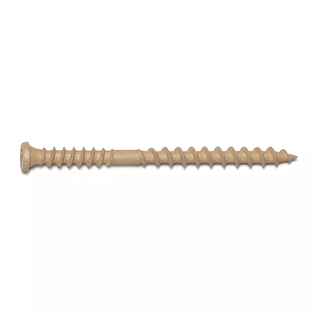 #10 x 2-1/2" Tan Ruspert Coated Steel Composite Star Drive Pan Head Deck Screws