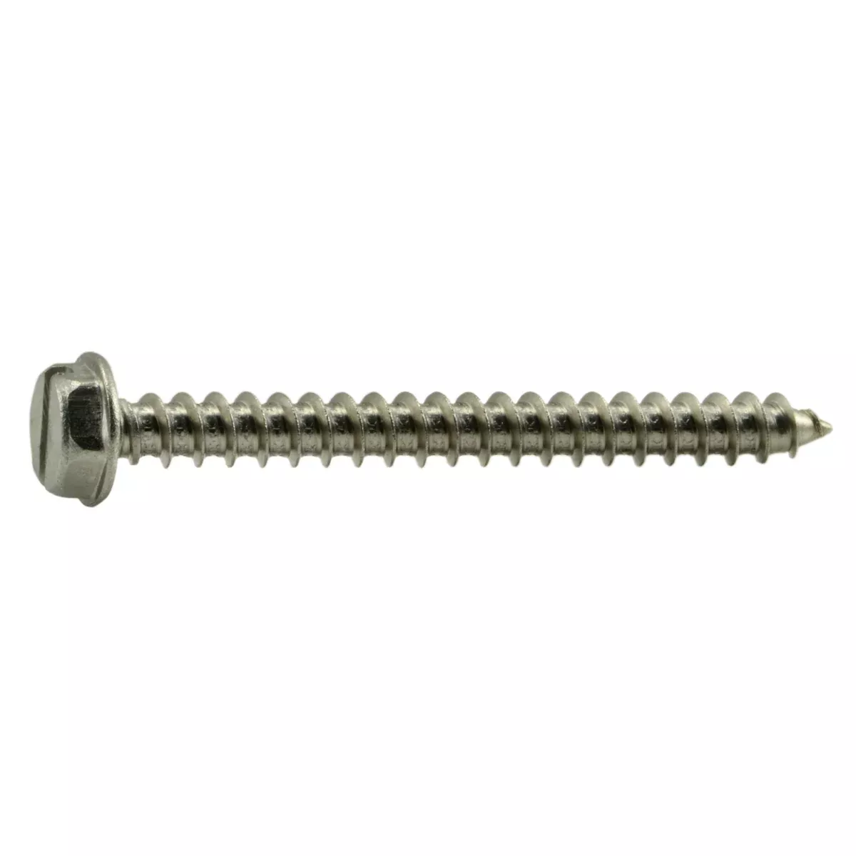 #10 x 2" 18-8 Stainless Steel Slotted Hex Washer Head Sheet Metal Screws
