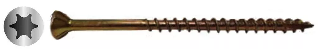 #10 X 3-1/2" Deck Screw | Yellow Zinc | Torx Star Drive | T20 Flat Head | Multi-Use| Type-17 Tip | Bulk Box 1000