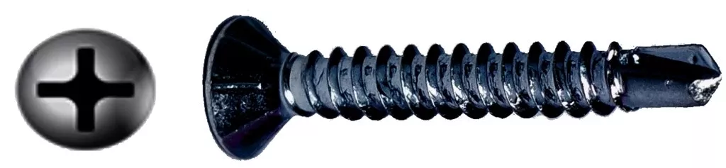#10 X 3-1/2" Phillips Bugle Head | Self-Drilling Screw | Black Phosphate | DP2 | Bulk Box 1000