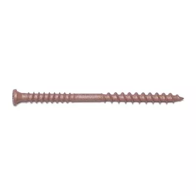 #10 x 3" Redwood Colored Ruspert Coated Steel Composite Star Drive Pan Head Deck Screws