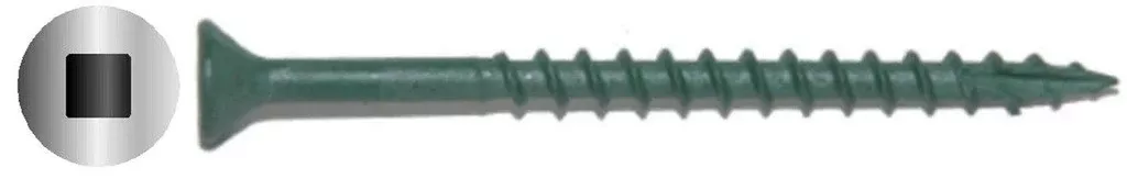 #10 X 4" Deck Screw | Green | Square Flat Head | Nibs Under Head | Type-17 Tip | Bulk Box 750