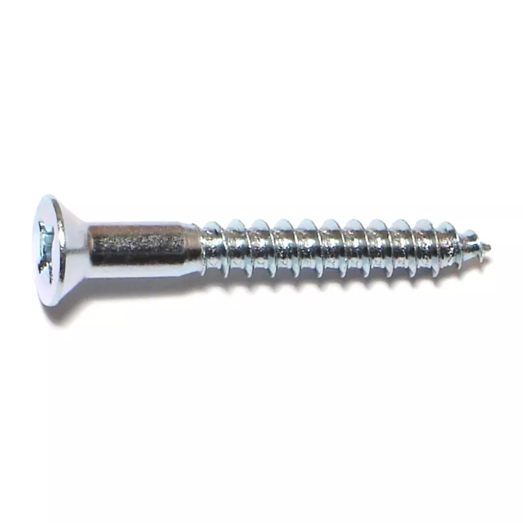 #12 x 1-3/4" Zinc Plated Steel Phillips Flat Head Wood Screws
