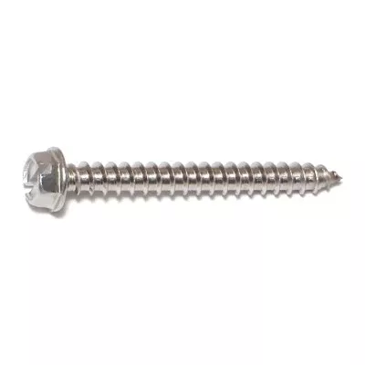 #12 x 2" 18-8 Stainless Steel Slotted Hex Washer Head Sheet Metal Screws