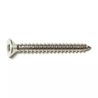 #12 x 2" 18-8 Stainless Steel Square Drive Flat Head Sheet Metal Screws