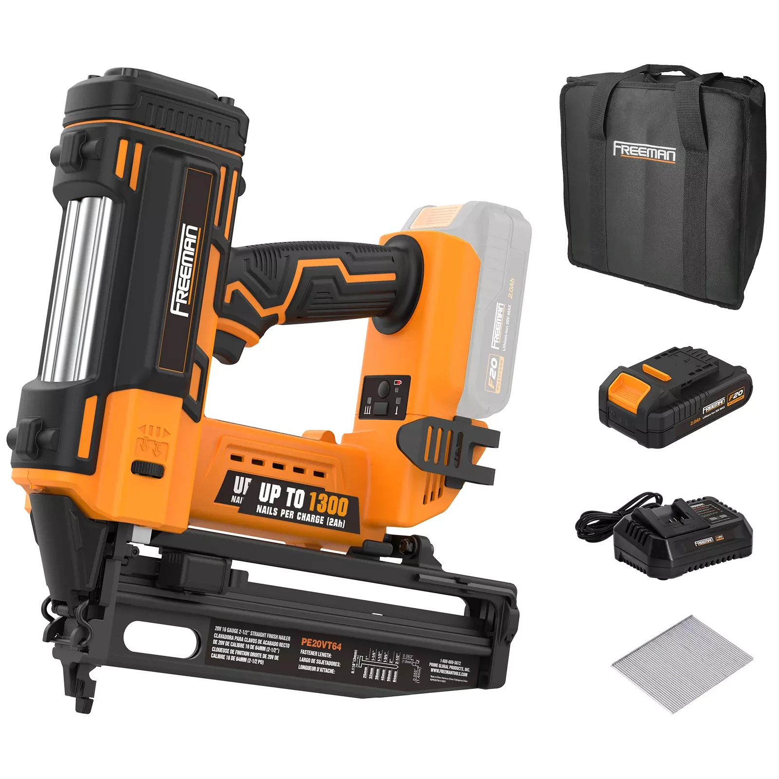 20V Cordless 16-Gauge 2-1/2" Straight Finish Nailer
