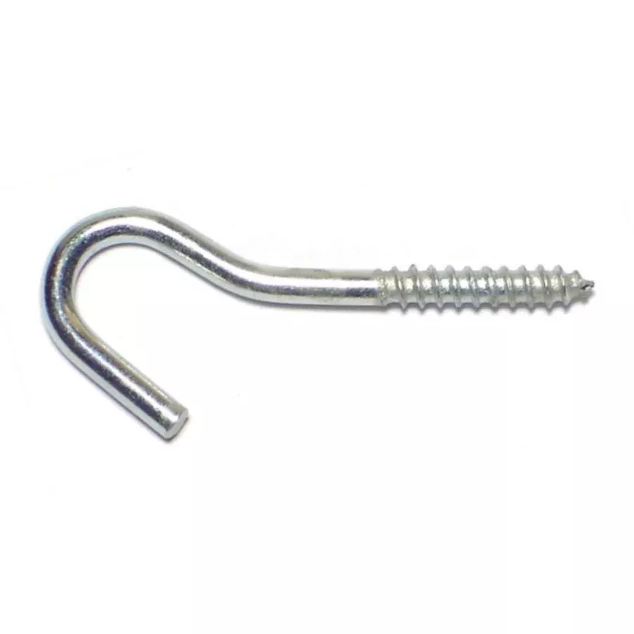 3/32" x 1-1/4" Zinc Plated Steel Screw Hooks