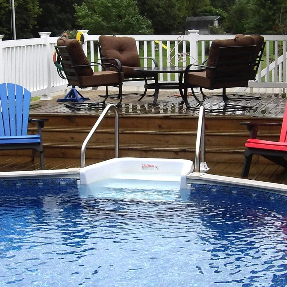 30' x 52" Round Lomart Semi Inground Whispering Wind III Pool with In-Step & Package