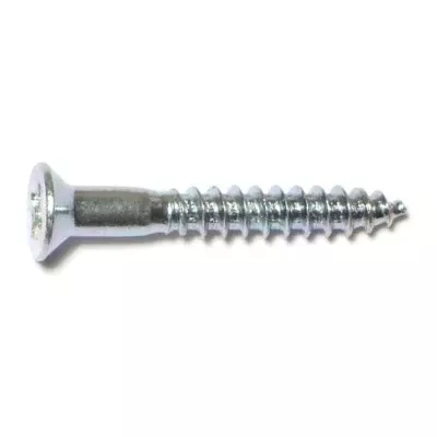 #8 x 1-1/4" Zinc Plated Steel Phillips Flat Head Wood Screws