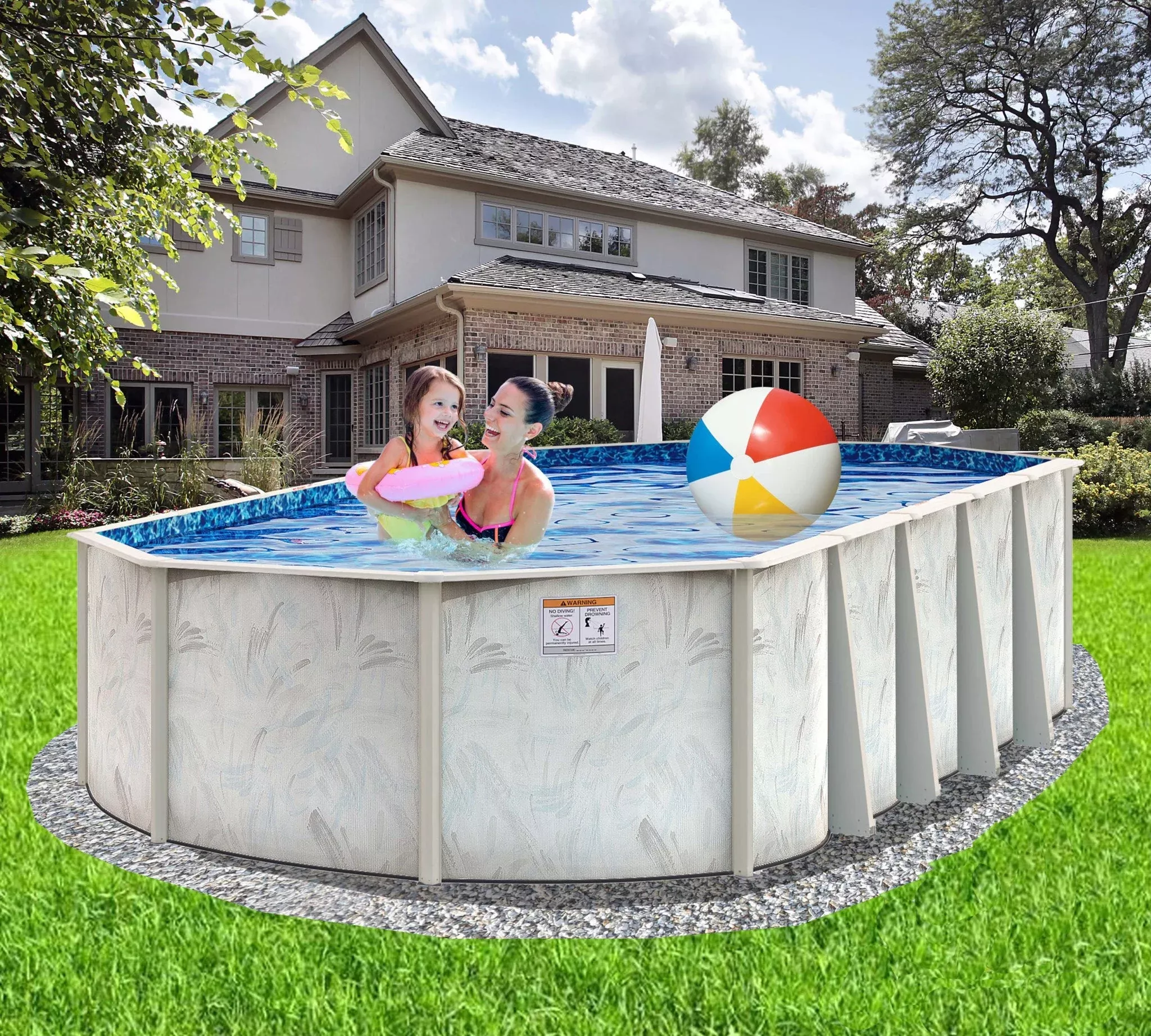 8' x 12' Oval 5" Steel Frame Coastal Pool & Bundle | 52"