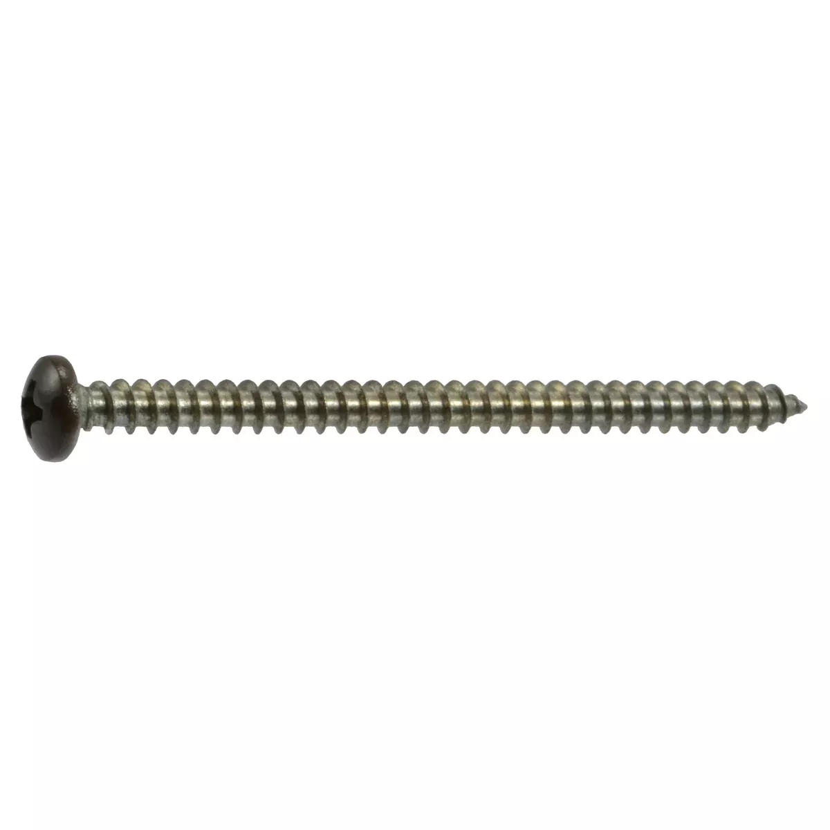 #8 x 2-1/2" Brown Painted 18-8 Stainless Steel Phillips Pan Head Sheet Metal Screws
