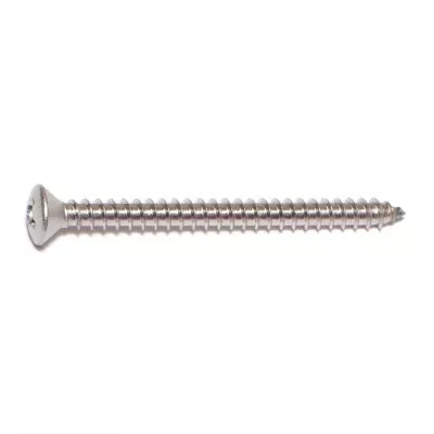 #8 x 2" 18-8 Stainless Steel Phillips Oval Head Sheet Metal Screws (100 pcs.)