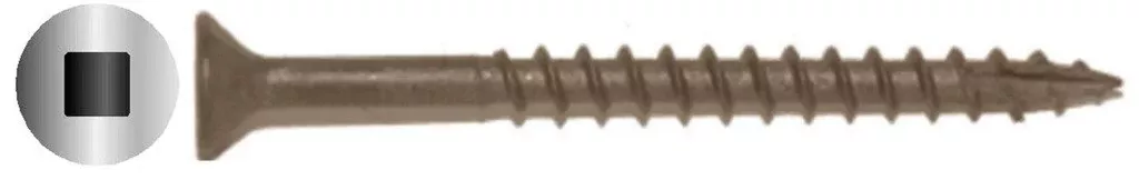 #8 X 2" Deck Screw | Tan-Natural | Square Flat Head | Nibs Under Head | Type-17 Tip | Bulk Box 3500
