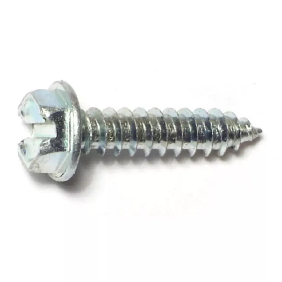 #8 x 3/4" Zinc Plated Steel Slotted Hex Washer Head Sheet Metal Screws