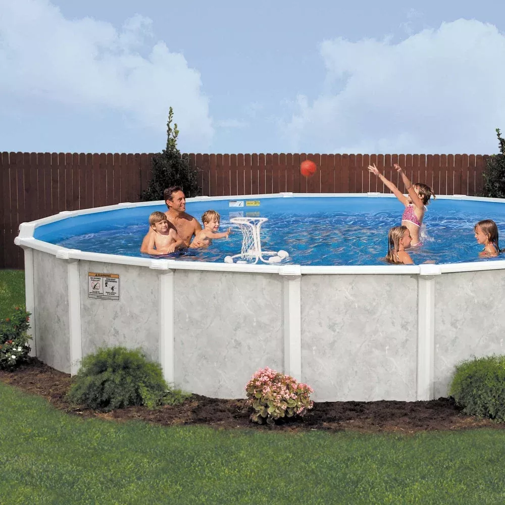 8' x 52" Round Lomart 6"Steel Frame Grey Mist Pool & Package
