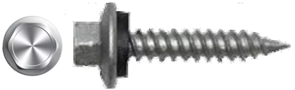 #9 X 1" Hex Washer Head | Neoprene Washer | Sheet Metal Screw | Galvanized | Sharp Point | Bulk Box 4000