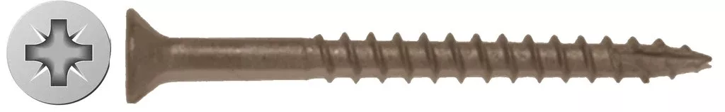 #9 X 2-1/2" Deck Screw | Tan-Natural | Combo Flat Head | Nibs Under Head | Type-17 Tip | Bulk Box 2500
