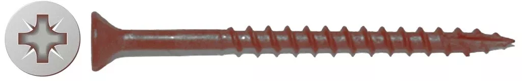 #9 X 3" Deck Screw | Red | Combo Flat Head | Nibs Under Head | Type-17 Tip | Bulk Box 1500