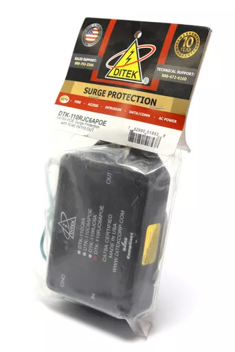 Ditek DTK-110RJC6APOE 10 Gigabit Category 6A PoE Surge Protector