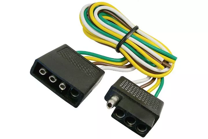 JT&T (2512F) 4-Way Flat Moisture Proof FM & 4-Way Flat Moisture Proof M Trailer Connectors w/ Polarized Plugs, 1 Pc.