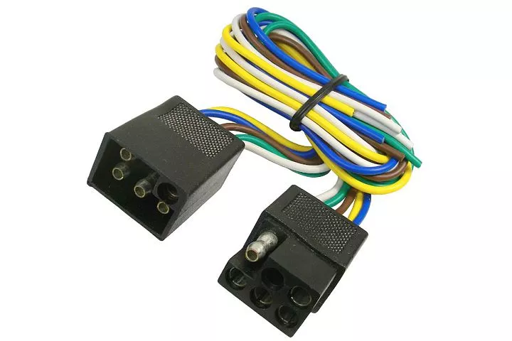 JT&T (2513F) 5-Way Squared Moisture Proof FM & 5-Way Squared Moisture Proof M Trailer Connectors w/ Polarized Plugs, 1 Pc.
