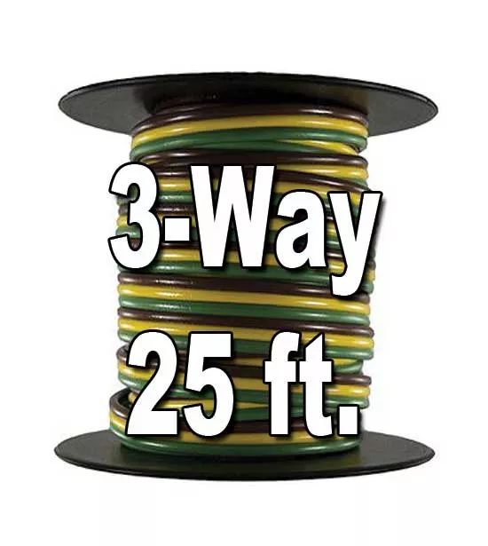 JT&T (2523F) - 3-Way 16 AWG Bonded-Trailer Wire (Brown / Yellow / Green), 25 Ft. Spool