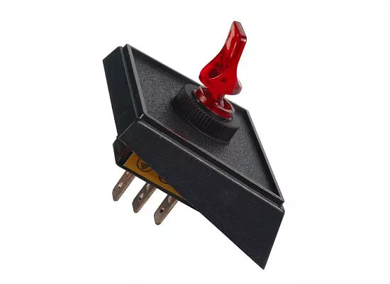 JT&T (2982F) - 20 AMP @ 12 Volt S.P.S.T. Illuminated On/Off Red Duckbill Switch in Panel Mount Combination, 1 Pc.