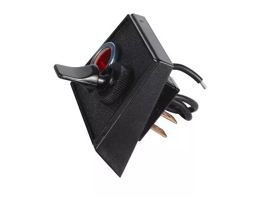 JT&T (2984F) - 20 AMP @ 12 Volt S.P.S.T. Non-Illuminated On/Off Black Duckbill Switch & Red Indicator Light in Panel Mount Combination, 1 Pc.