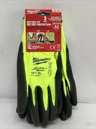 X-Large High Visibility Level 2 Cut Resistant Polyurethane Dipped Work Gloves (3-Pack)